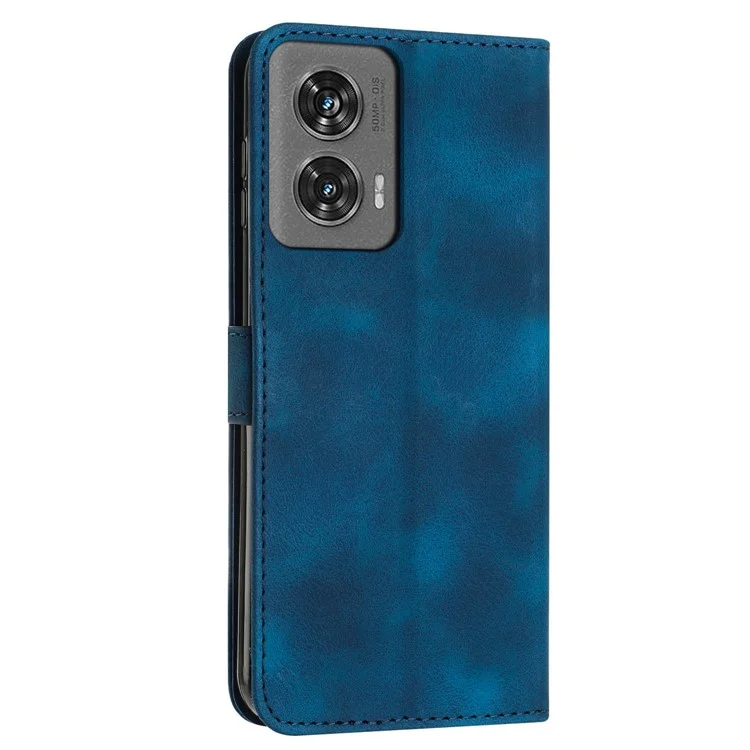 Pour Motorola Edge 50 Fusion 5G Étui de Téléphone Triangle Estampillé Support Étui en Cuir à Rabat - Saphir