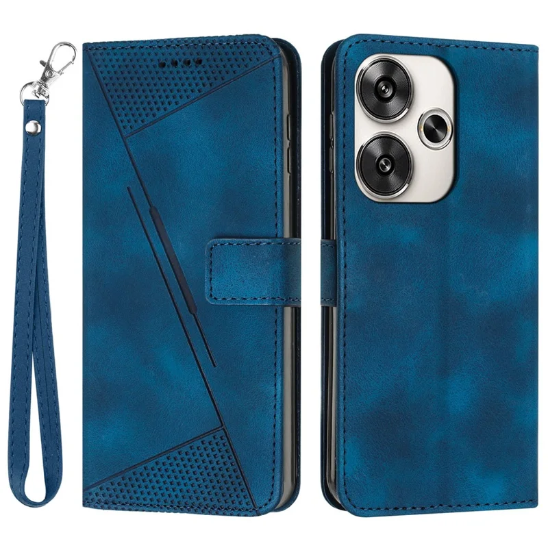 Folia PU z tworzywa sztucznego z podstawką i nadrukiem na telefon Xiaomi Redmi Turbo 3 5G / Poco F6 5G – Niebieski safir