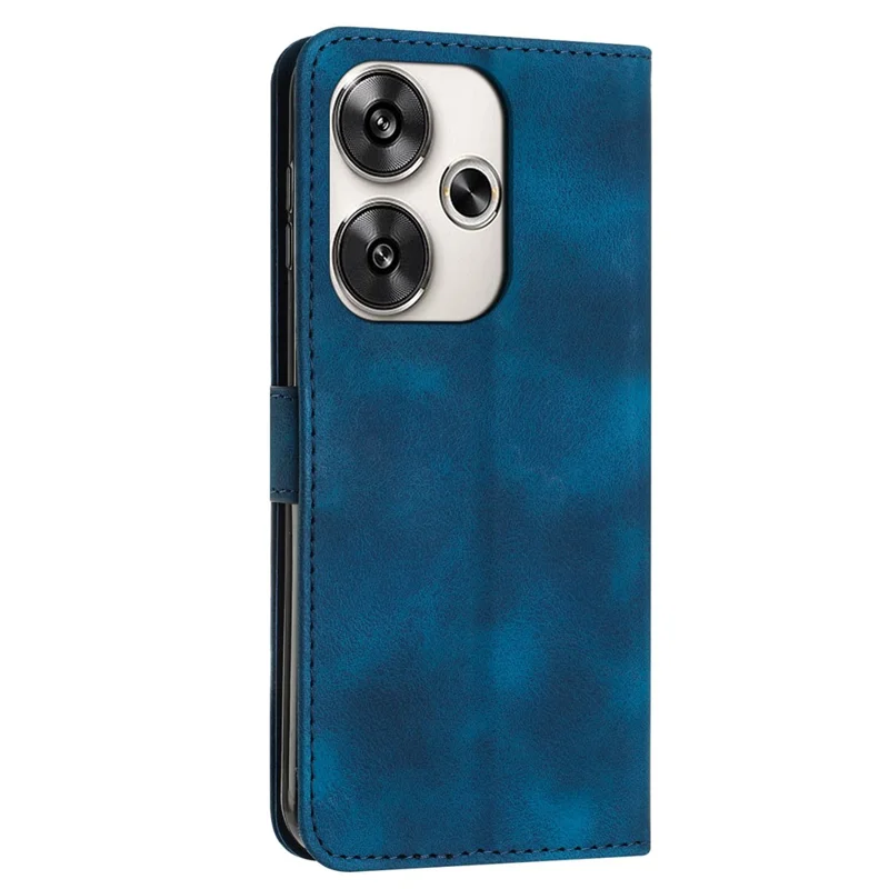 Folia PU z tworzywa sztucznego z podstawką i nadrukiem na telefon Xiaomi Redmi Turbo 3 5G / Poco F6 5G – Niebieski safir