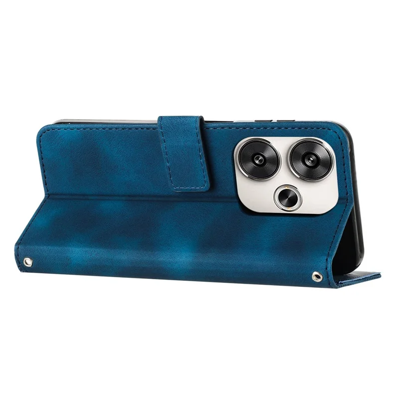 Folia PU z tworzywa sztucznego z podstawką i nadrukiem na telefon Xiaomi Redmi Turbo 3 5G / Poco F6 5G – Niebieski safir