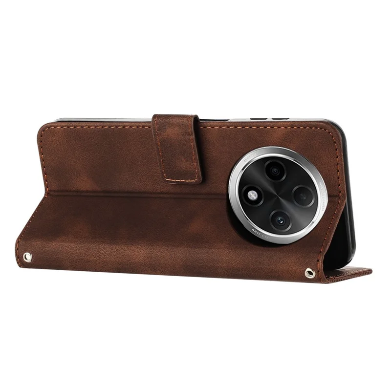 For Oppo A2 Pro 5G / A3 Pro (China) 5G Phone Case Triangle Imprinted Stand Wallet Leather Cover - Brown