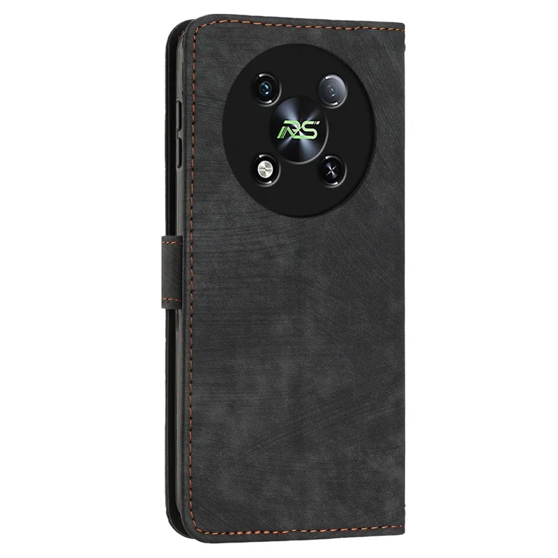 For itel RS4 4G Case Lines Imprinted Skin-Touch Leather Phone Cover - Black