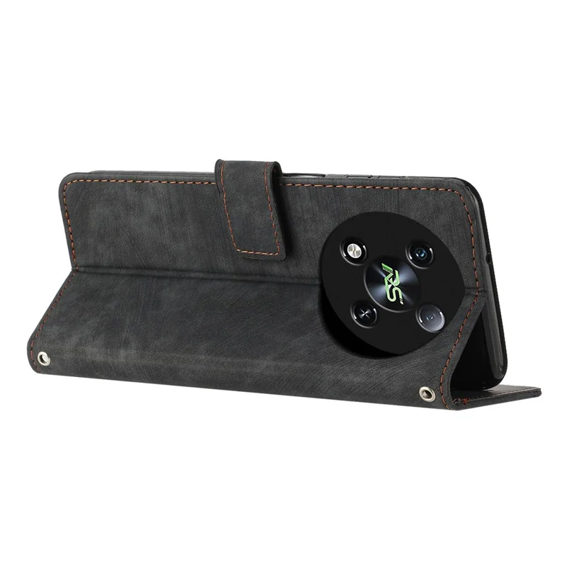 For itel RS4 4G Case Lines Imprinted Skin-Touch Leather Phone Cover - Black