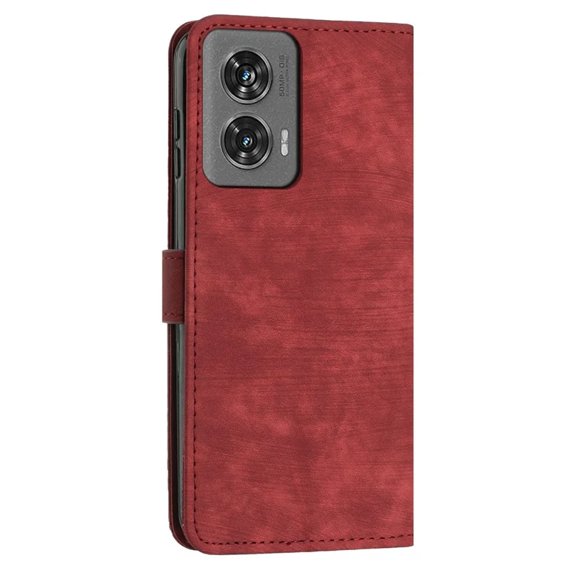 Чехол-бумажник из искусственной кожи с тиснением для Motorola Edge 50 Fusion 5G - Красный