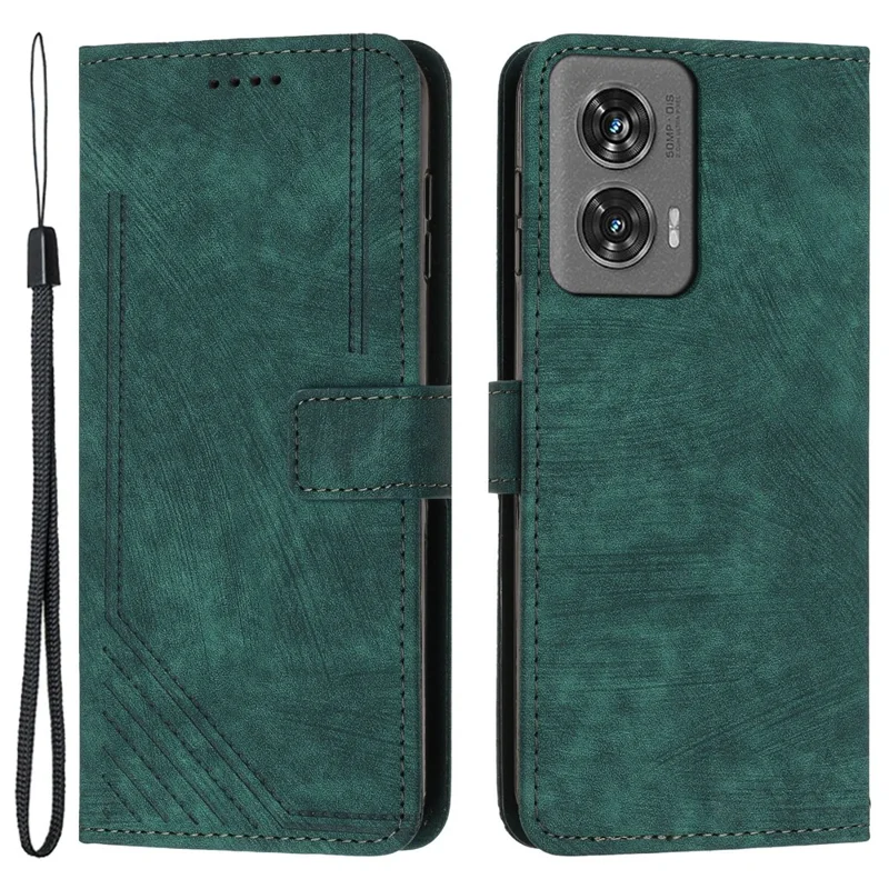 For Motorola Edge 50 Fusion 5G Shockproof Case Imprinted PU Leather Wallet Cell Phone Shell - Green