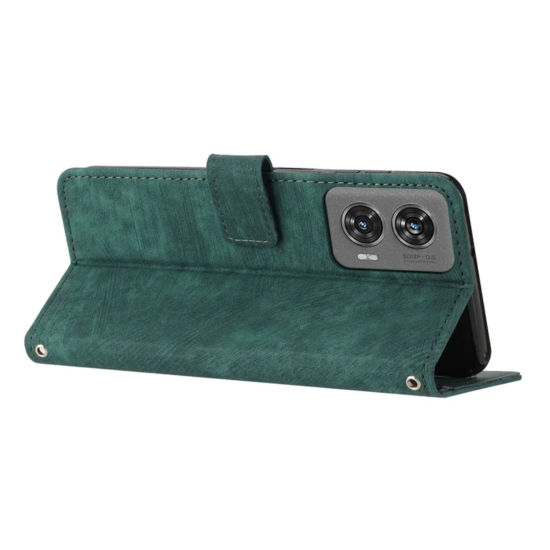 For Motorola Edge 50 Fusion 5G Shockproof Case Imprinted PU Leather Wallet Cell Phone Shell - Green