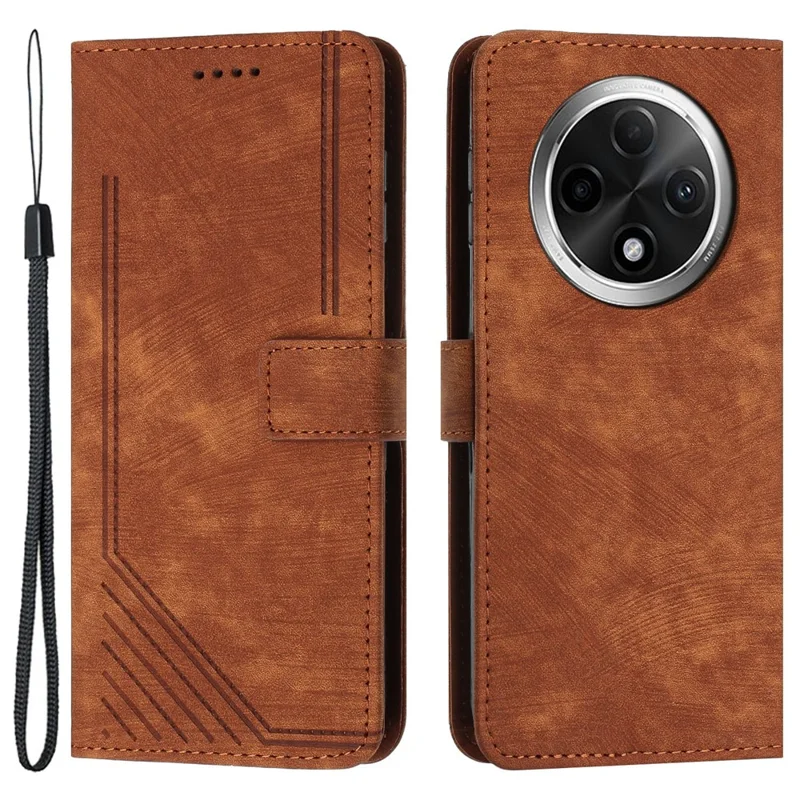 Para Oppo A2 Pro 5G / A3 Pro (China) 5G Capa Linhas Impressas Capa de Couro PU à Prova de Choque - Marrom