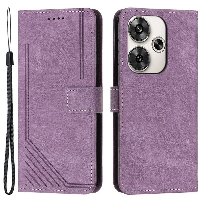 For Xiaomi Redmi Turbo 3 5G / Poco F6 5G Shockproof Case Imprinted PU Leather Wallet Phone Shell - Purple