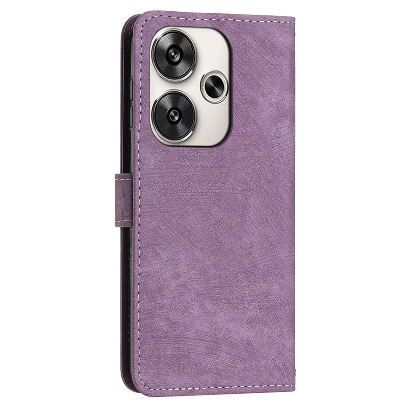 For Xiaomi Redmi Turbo 3 5G / Poco F6 5G Shockproof Case Imprinted PU Leather Wallet Phone Shell - Purple