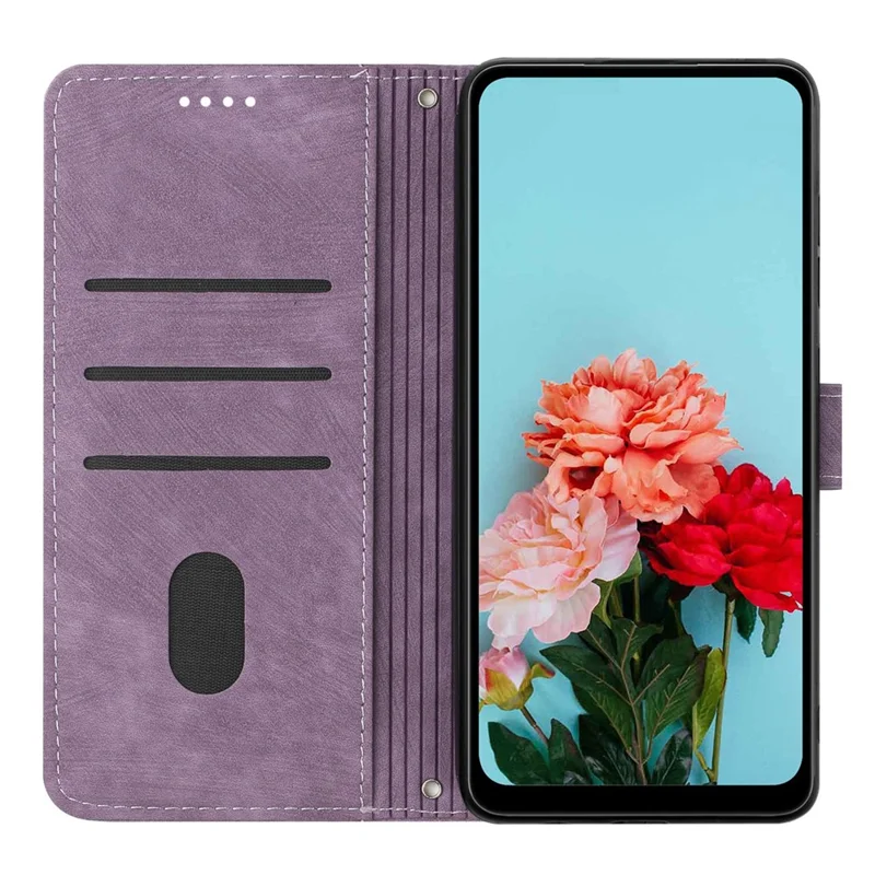 For Xiaomi Redmi Turbo 3 5G / Poco F6 5G Shockproof Case Imprinted PU Leather Wallet Phone Shell - Purple