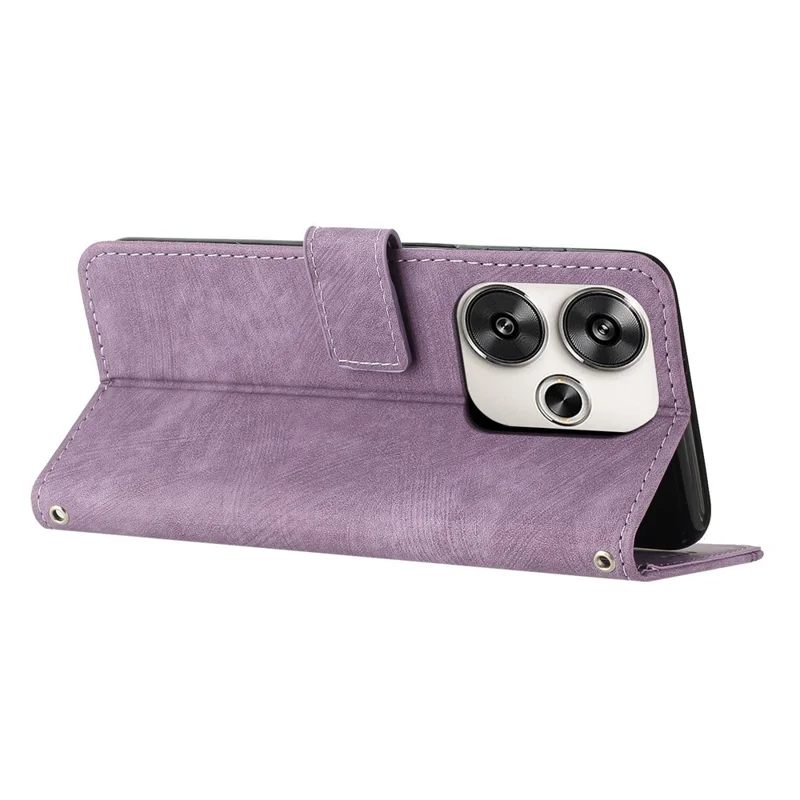 For Xiaomi Redmi Turbo 3 5G / Poco F6 5G Shockproof Case Imprinted PU Leather Wallet Phone Shell - Purple