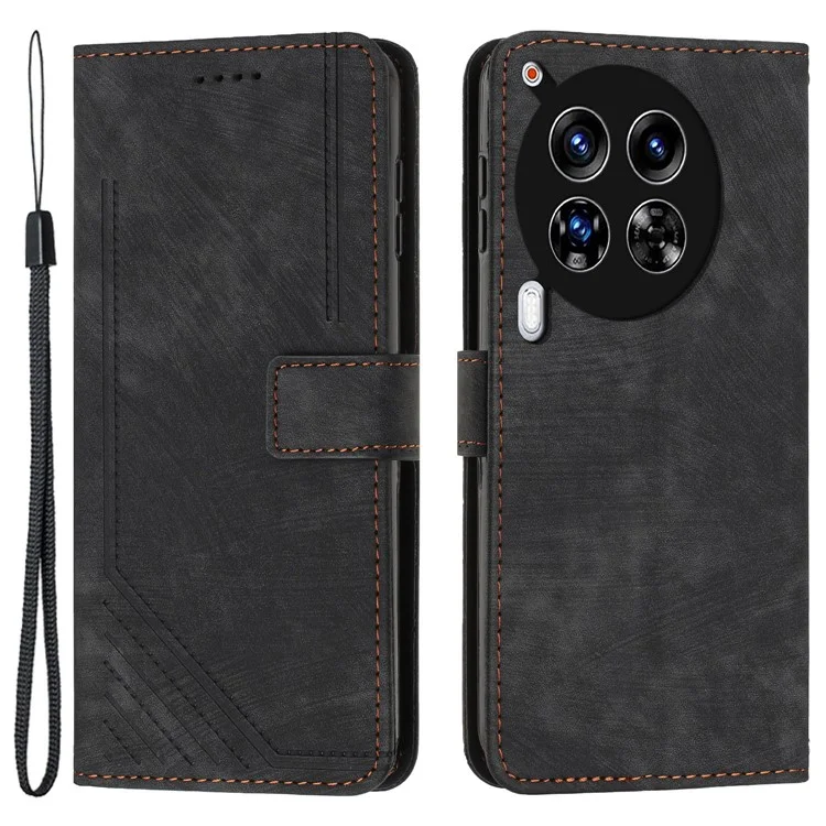 Für TECNO Camon 30 4G / 5G Wallet Case Anti-Drop Imprinted PU Leather Flip Phone Cover - Schwarz