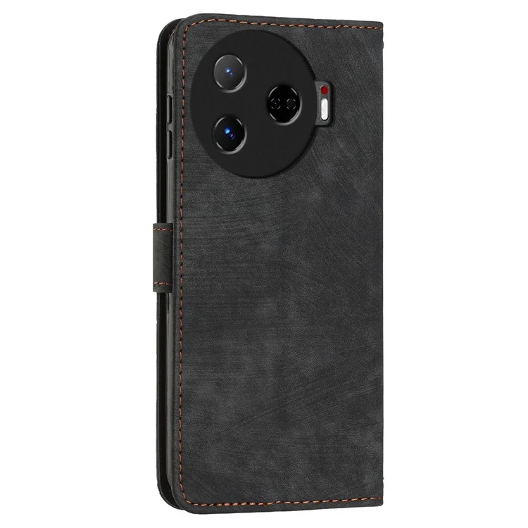 Para TECNO Camon 30 Pro 5G Capa de Telefone Linhas Impressas Capa de Couro PU Anti-Risco Stand - Preto