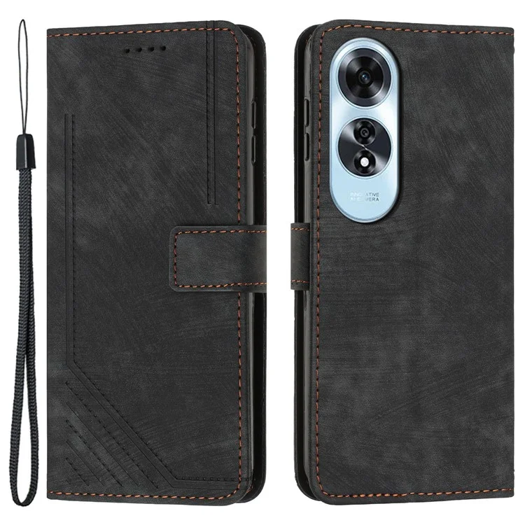 Pour étui de téléphone Oppo A60 4G Gros Étui en cuir PU Peau-Touch Couverture de téléphone portable - Noir