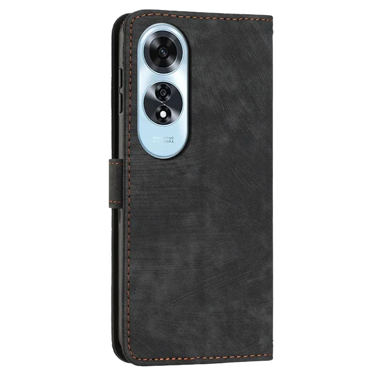 Pour étui de téléphone Oppo A60 4G Gros Étui en cuir PU Peau-Touch Couverture de téléphone portable - Noir