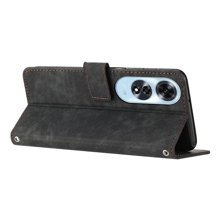 Pour étui de téléphone Oppo A60 4G Gros Étui en cuir PU Peau-Touch Couverture de téléphone portable - Noir