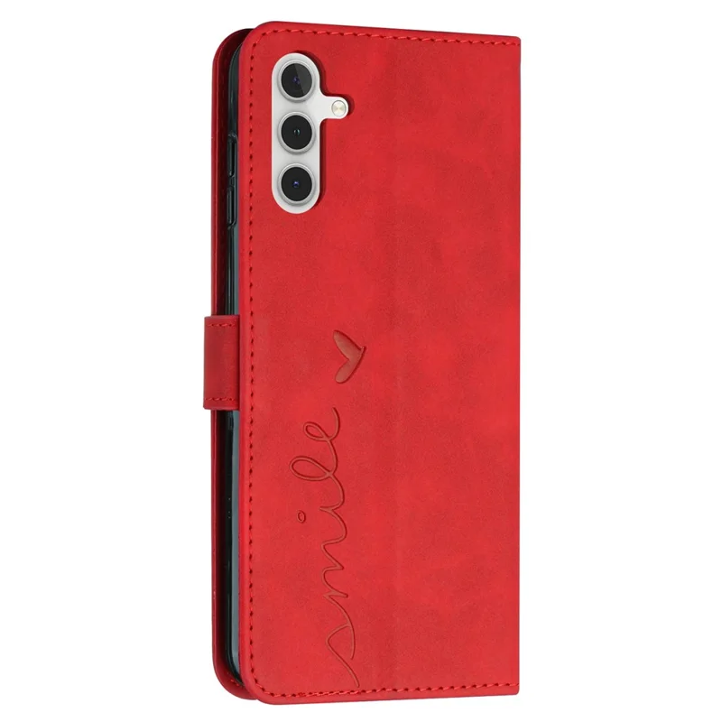 For Samsung Galaxy M55 5G / C55 5G / F55 5G Phone Case Love Heart Imprinted Skin-Touch PU Leather Shell - Red