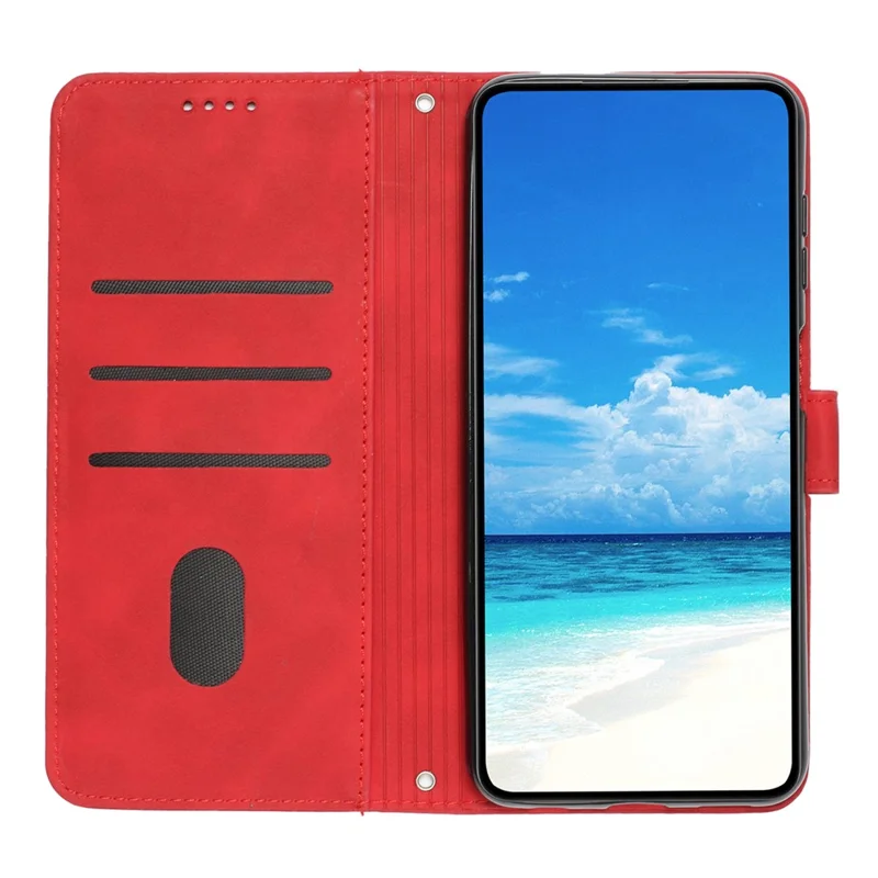 For Samsung Galaxy M55 5G / C55 5G / F55 5G Phone Case Love Heart Imprinted Skin-Touch PU Leather Shell - Red