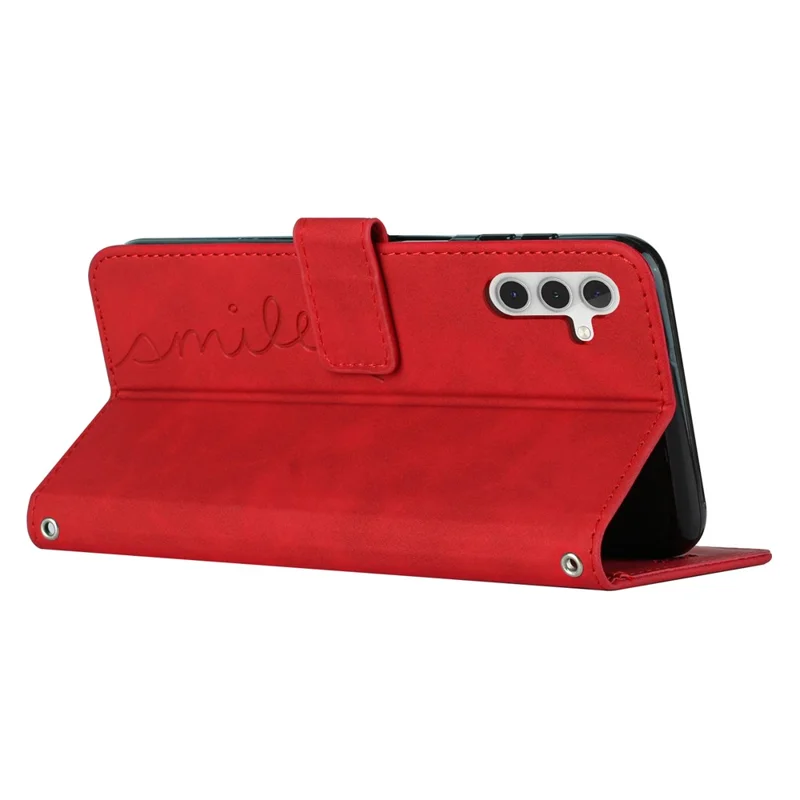 For Samsung Galaxy M55 5G / C55 5G / F55 5G Phone Case Love Heart Imprinted Skin-Touch PU Leather Shell - Red