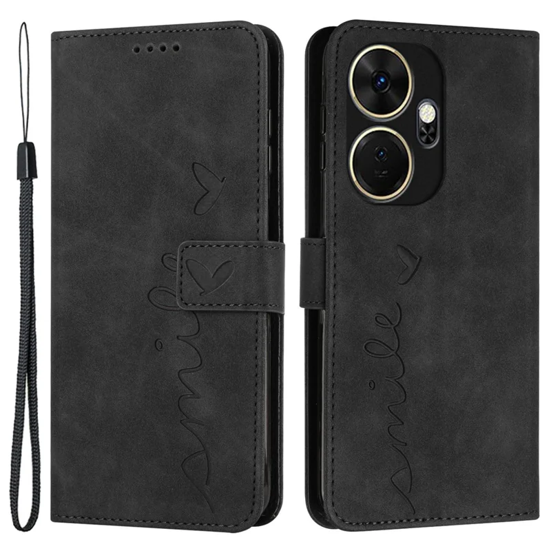 For itel P55+ PU Leather Phone Stand Case Drop-Rpoof Stand Phone Cover - Black
