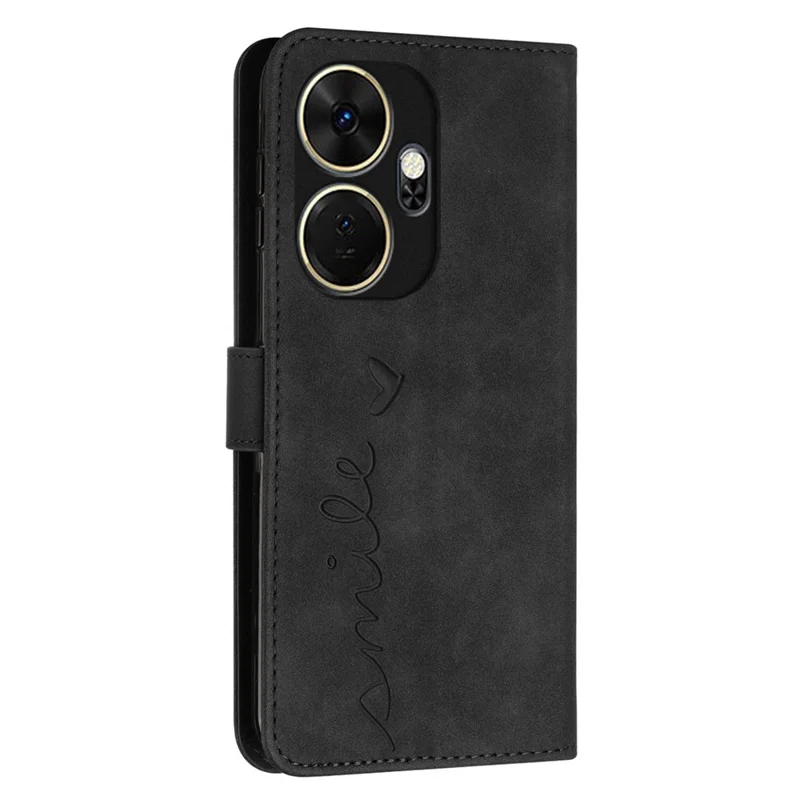 For itel P55+ PU Leather Phone Stand Case Drop-Rpoof Stand Phone Cover - Black