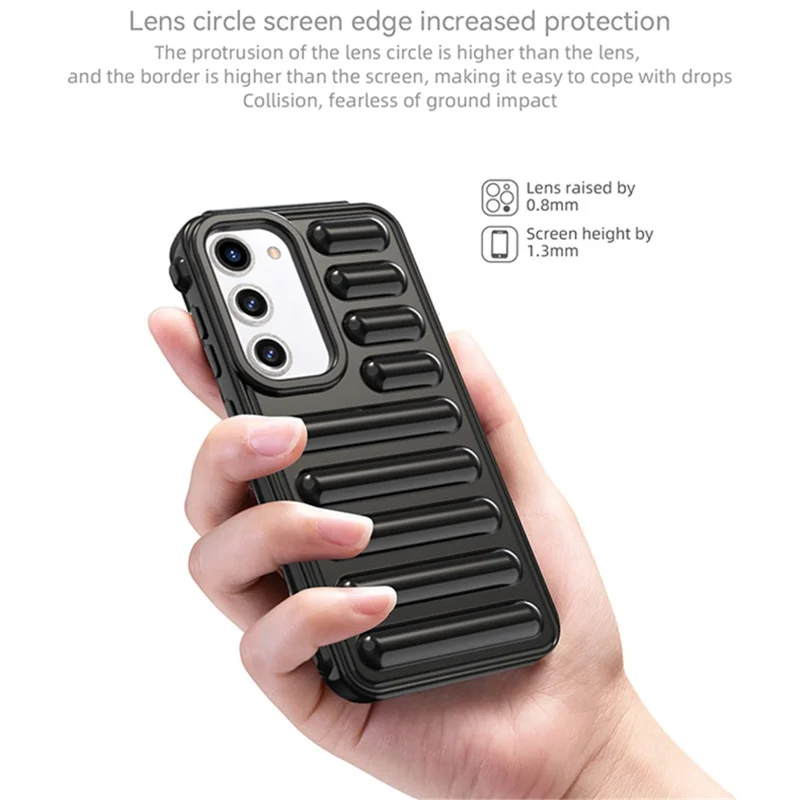 Капсульная серия для чехла Samsung Galaxy S23 Phone Case Soft TPU Anti-Scratch Ribbed Back Cover - Черный