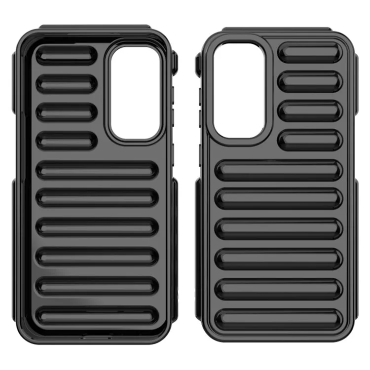 Капсульная серия для чехла Samsung Galaxy S23 FE Case Anti-Drop Ribbed Back TPU Phone Cover - Черный