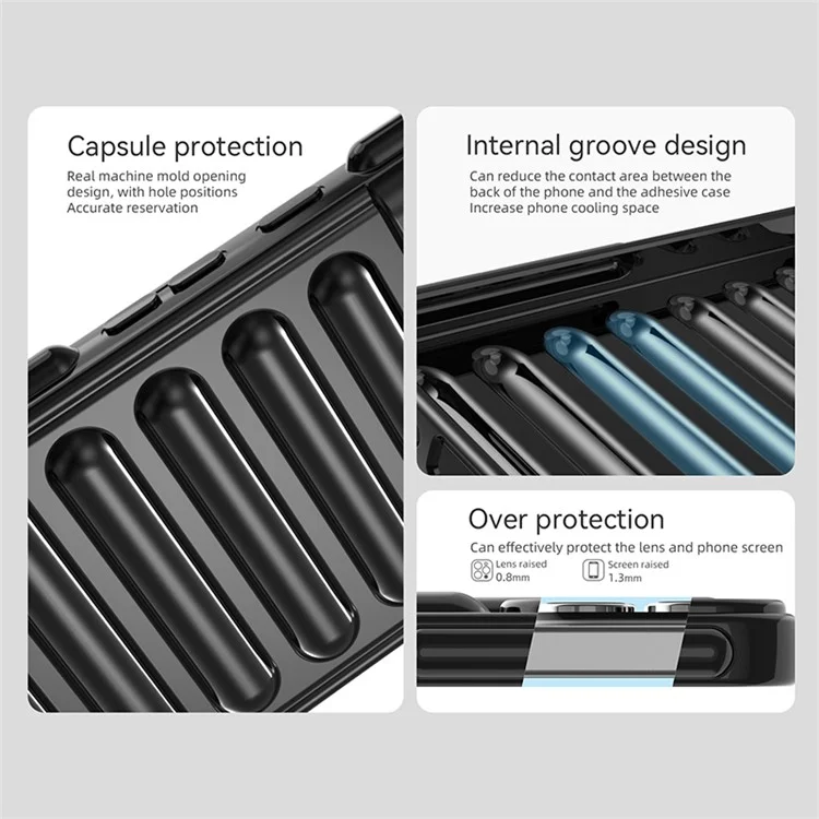 Капсульная серия для чехла Samsung Galaxy S23 FE Case Anti-Drop Ribbed Back TPU Phone Cover - Черный