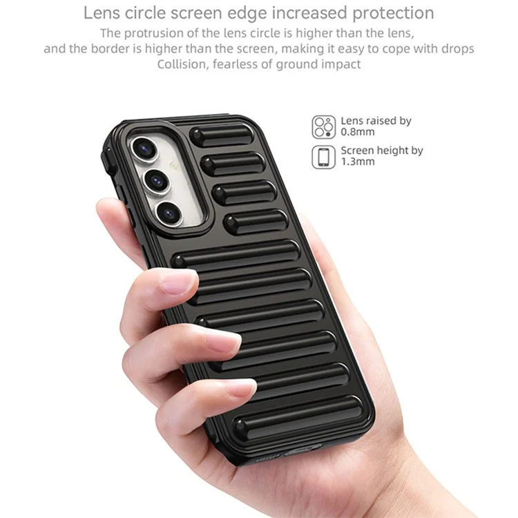 Капсульная серия для чехла Samsung Galaxy S23 FE Case Anti-Drop Ribbed Back TPU Phone Cover - Черный