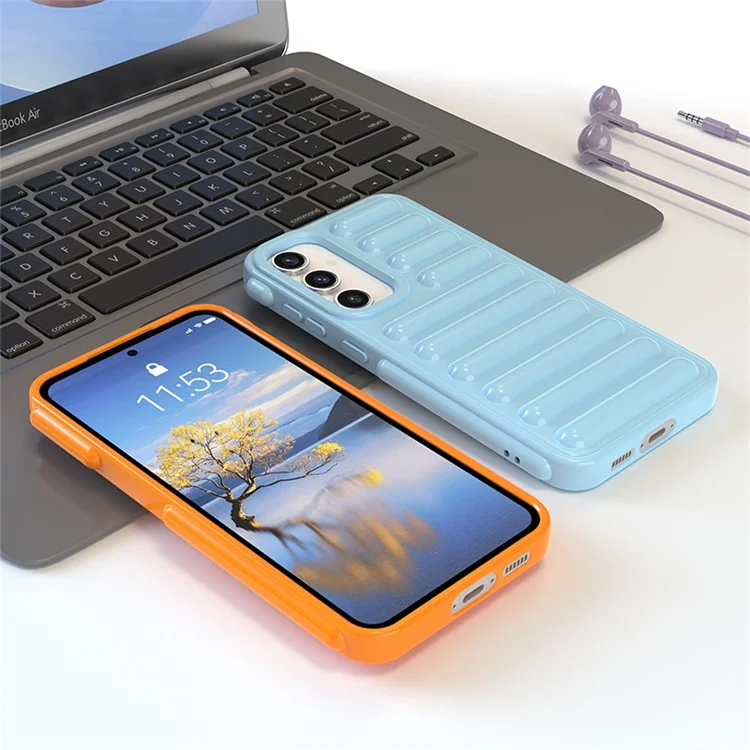 Капсульная серия для чехла Samsung Galaxy S23 FE Case Anti-Drop Ribbed Back TPU Phone Cover - Черный