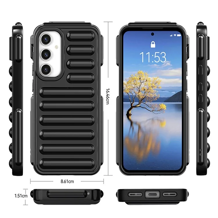 Капсульная серия для чехла Samsung Galaxy S23 FE Case Anti-Drop Ribbed Back TPU Phone Cover - Черный