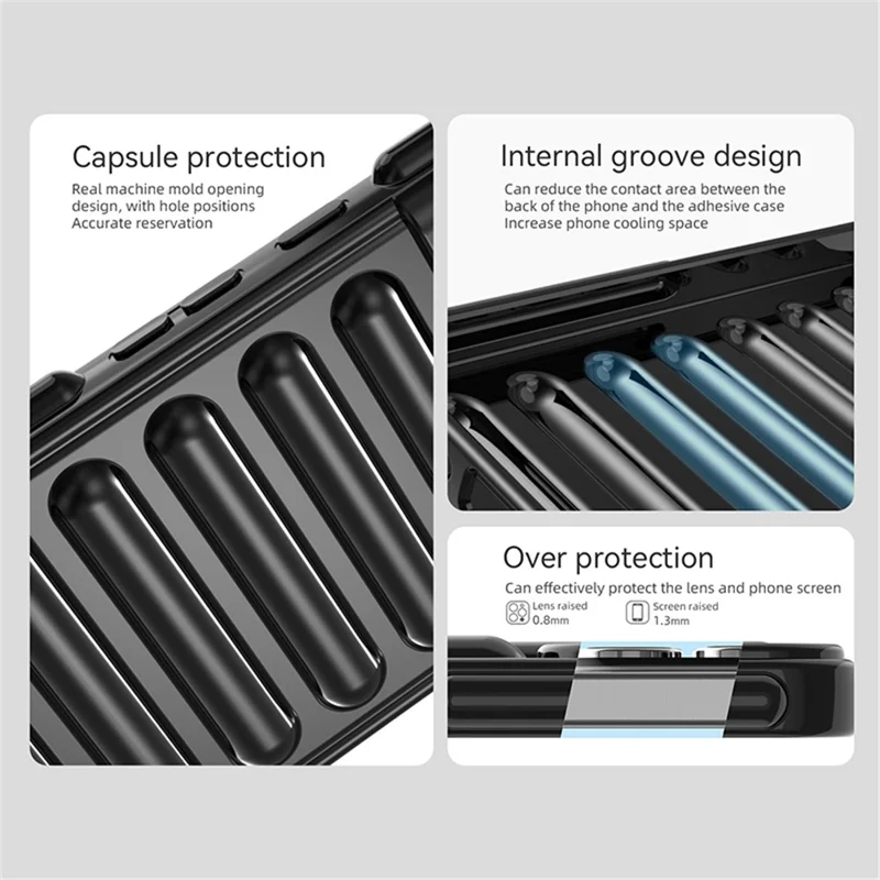 Capsule Series for Samsung Galaxy S23+ TPU Case Shockproof Ribbed Phone Cover - Black