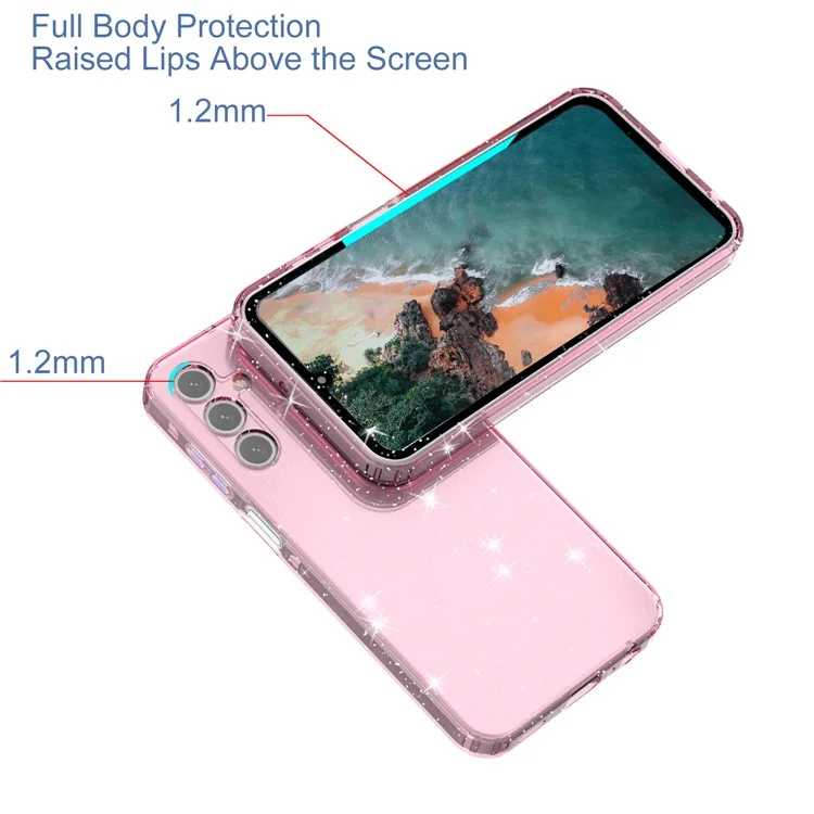 Für Samsung Galaxy A15 5G Case Stoßfest Glitzer TPU Handyhülle - Transparent Rosa