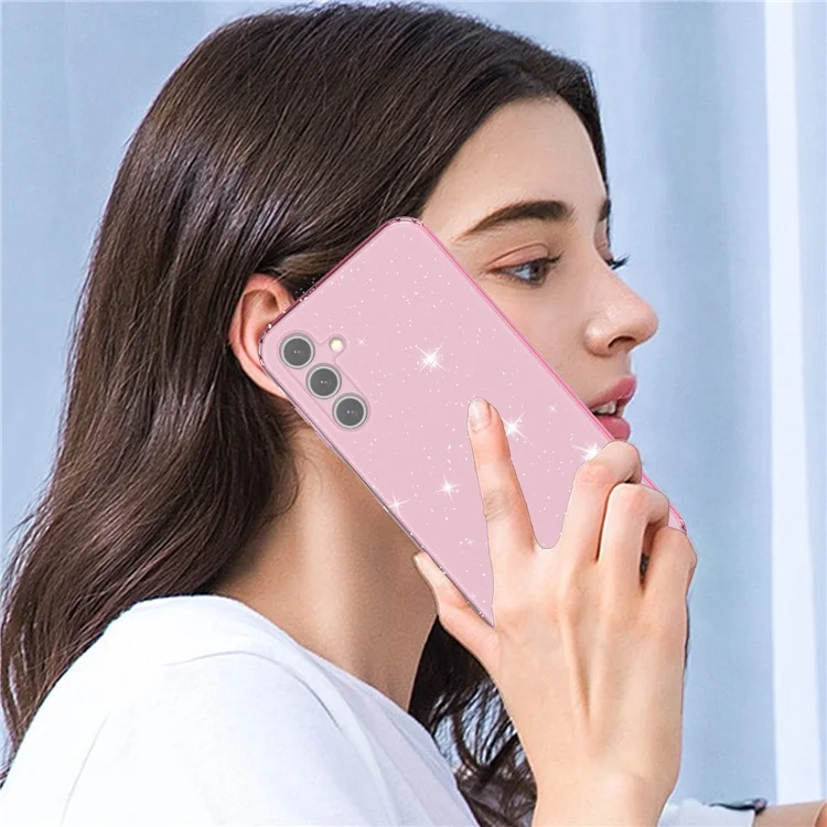Für Samsung Galaxy A15 5G Case Stoßfest Glitzer TPU Handyhülle - Transparent Rosa