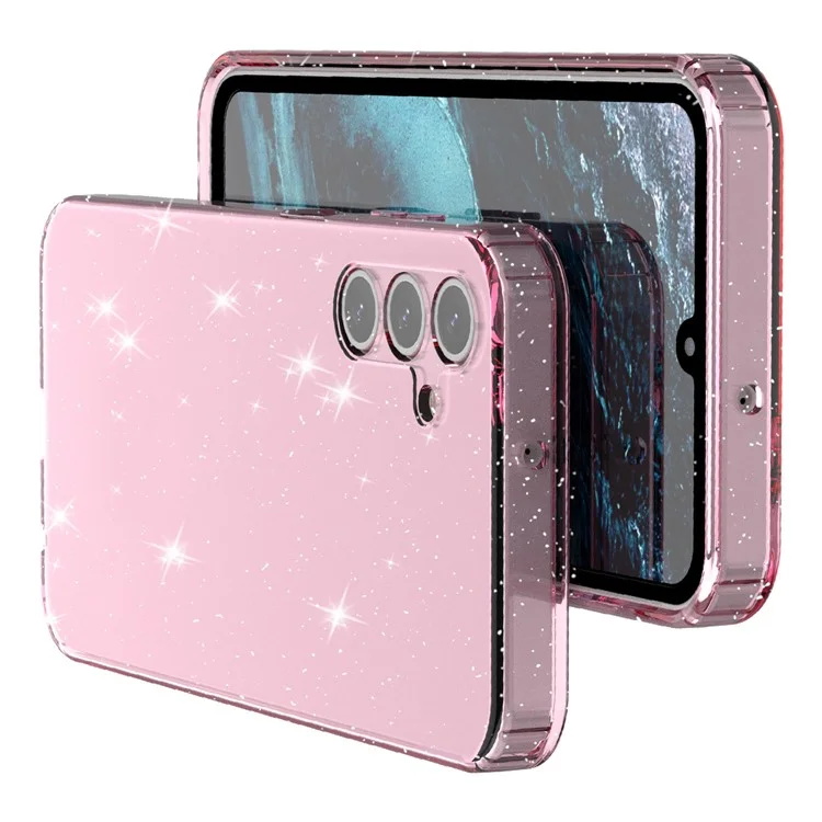 Für Samsung Galaxy A15 5G Case Stoßfest Glitzer TPU Handyhülle - Transparent Rosa