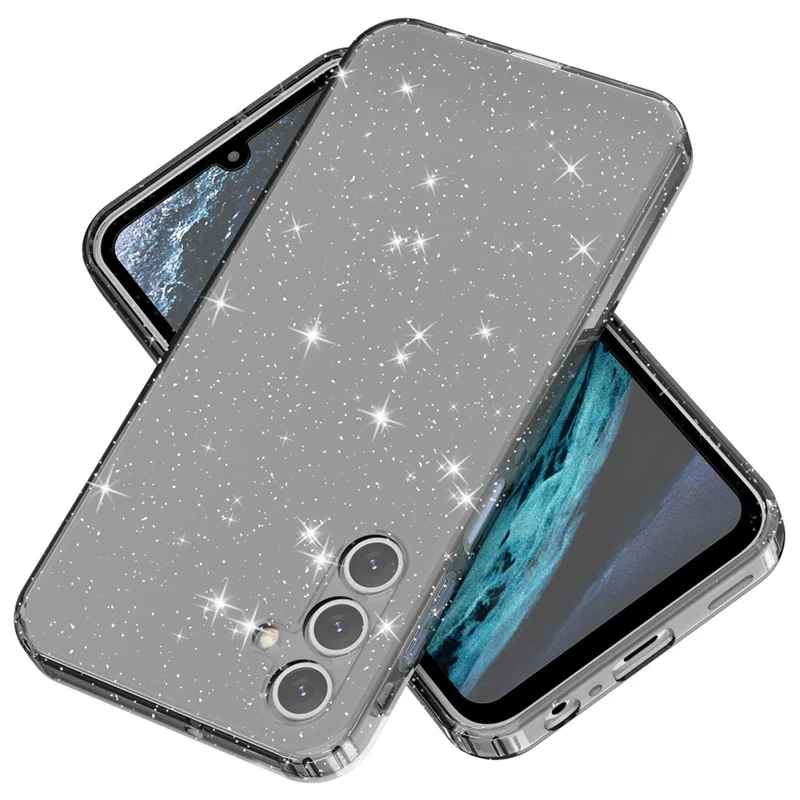 For Samsung Galaxy A15 5G Case Shockproof Glitter TPU Phone Cover - Transparent Black
