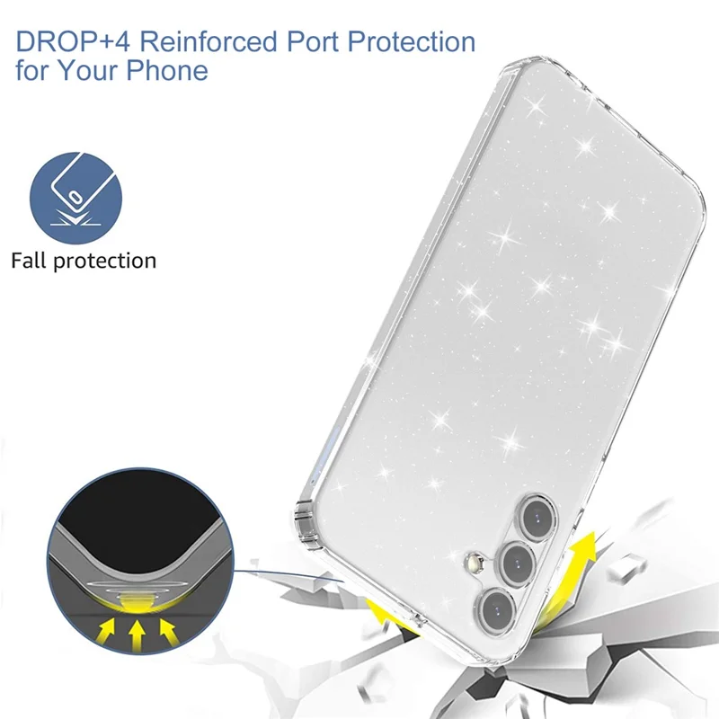 For Samsung Galaxy A15 5G Case Shockproof Glitter TPU Phone Cover - Transparent