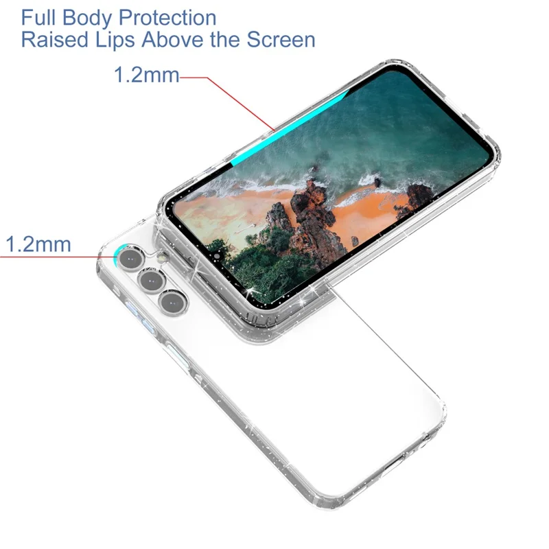 For Samsung Galaxy A15 5G Case Shockproof Glitter TPU Phone Cover - Transparent