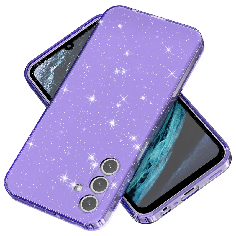 Für Samsung Galaxy A15 5G Hülle Stoßfest Glitzer TPU Handyhülle - Transparentes Lila