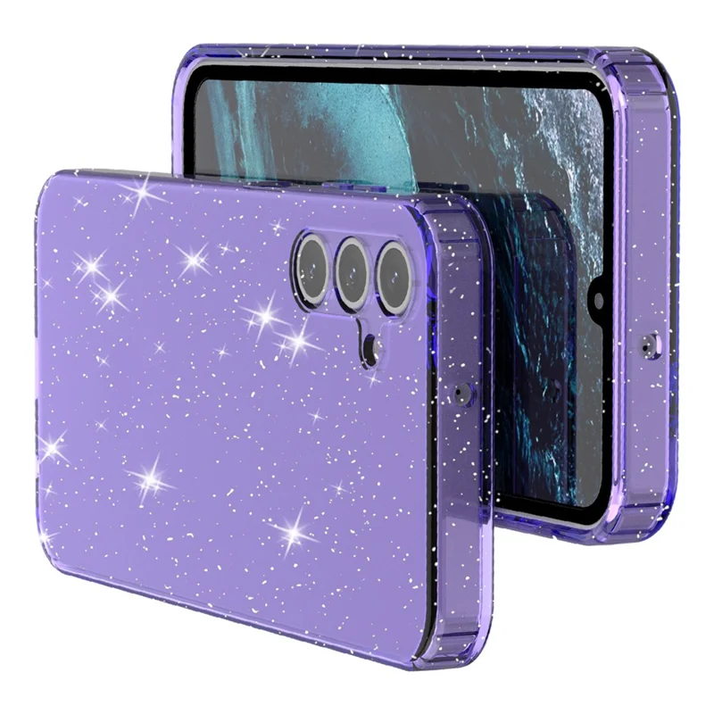 Für Samsung Galaxy A15 5G Hülle Stoßfest Glitzer TPU Handyhülle - Transparentes Lila