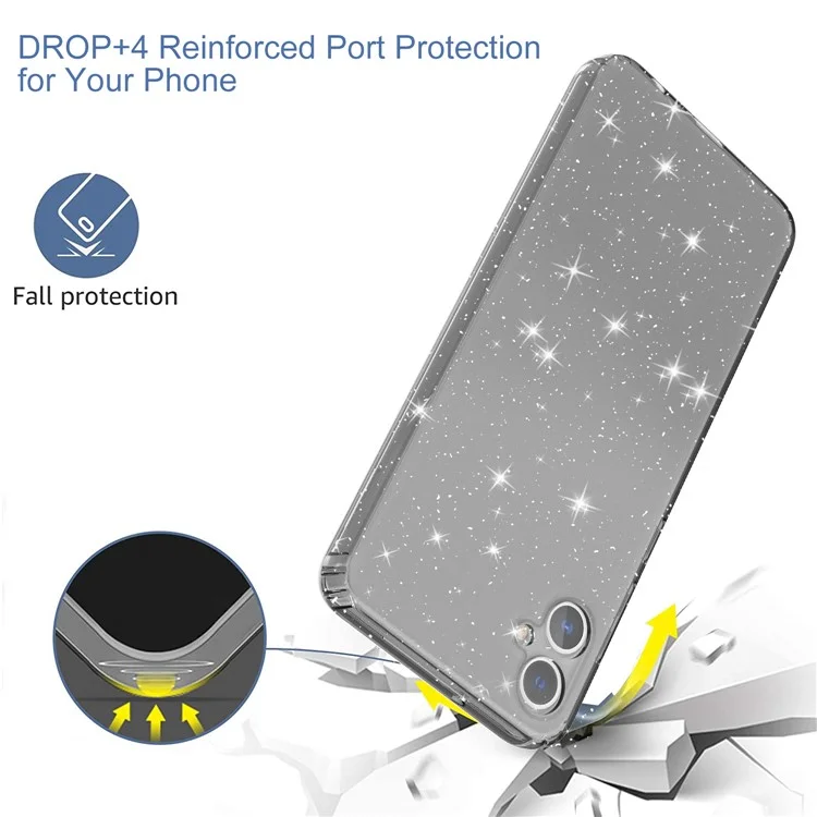 For Samsung Galaxy A05 4G Case Soft TPU Phone Cover Glitter Clear Sparkly - Transparent Black
