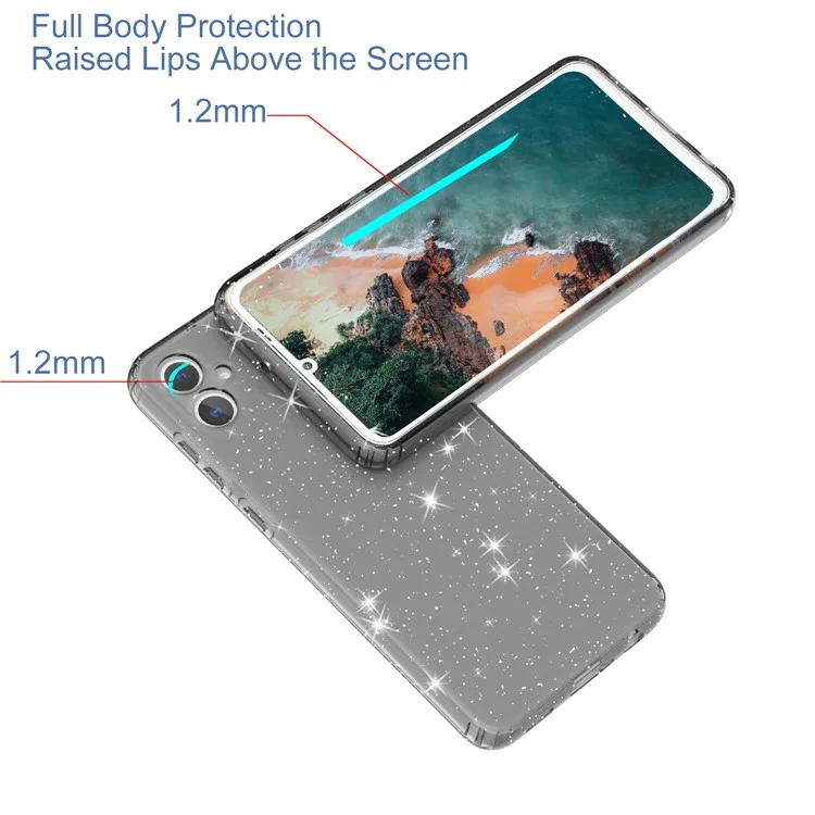 For Samsung Galaxy A05 4G Case Soft TPU Phone Cover Glitter Clear Sparkly - Transparent Black