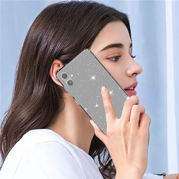 For Samsung Galaxy A05 4G Case Soft TPU Phone Cover Glitter Clear Sparkly - Transparent Black