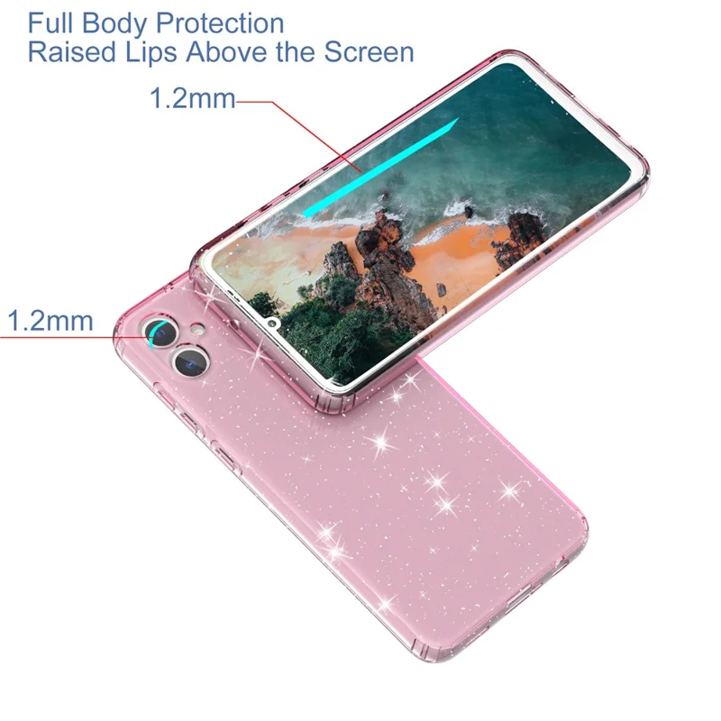 Чехол для Samsung Galaxy A05 4G Мягкий TPU Чехол для телефона Блестящий Прозрачный Блестящий - Прозрачно-розовый
