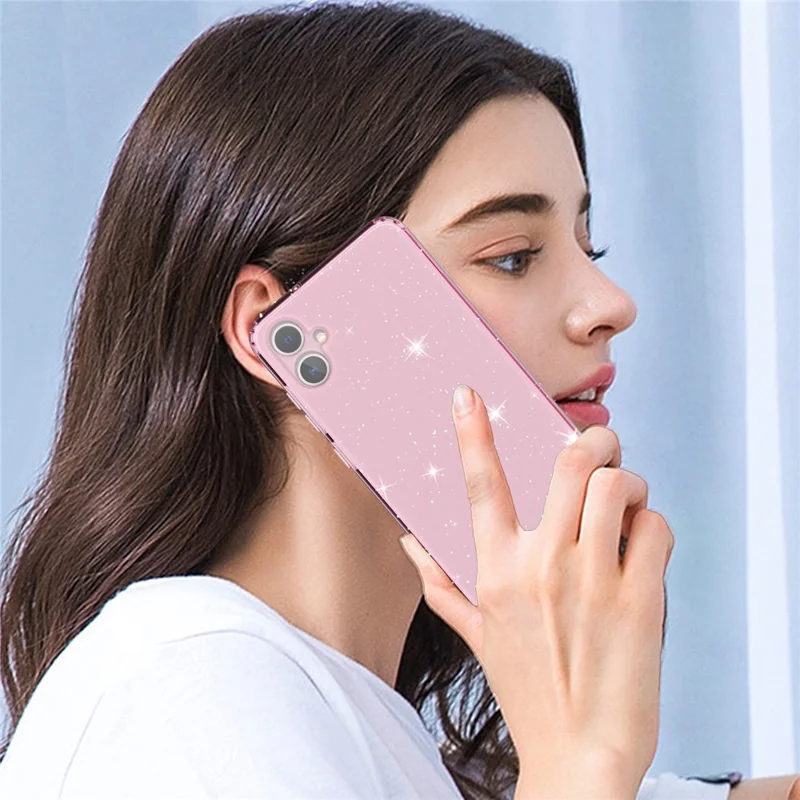 Чехол для Samsung Galaxy A05 4G Мягкий TPU Чехол для телефона Блестящий Прозрачный Блестящий - Прозрачно-розовый