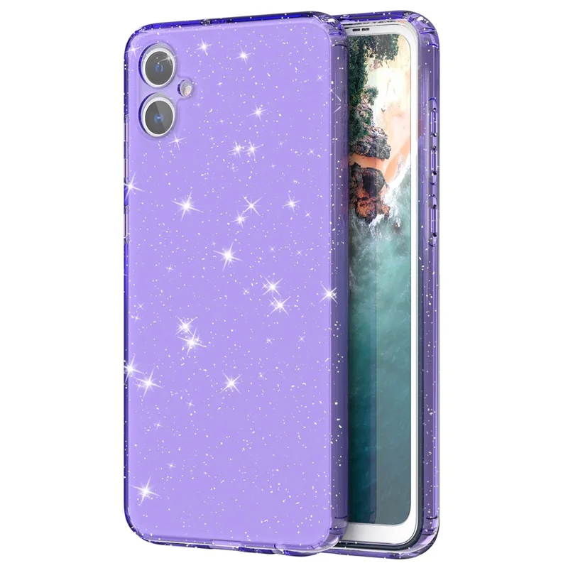 For Samsung Galaxy A05 4G Case Soft TPU Phone Cover Glitter Clear Sparkly - Transparent Purple