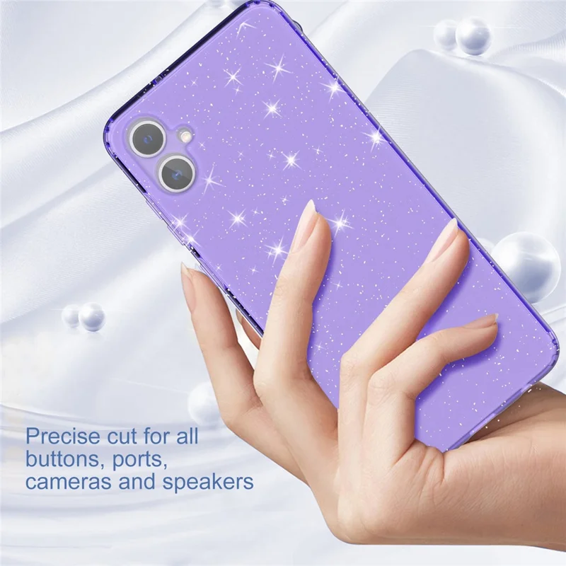 For Samsung Galaxy A05 4G Case Soft TPU Phone Cover Glitter Clear Sparkly - Transparent Purple