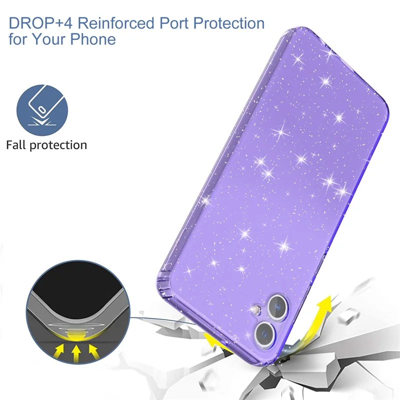 For Samsung Galaxy A05 4G Case Soft TPU Phone Cover Glitter Clear Sparkly - Transparent Purple