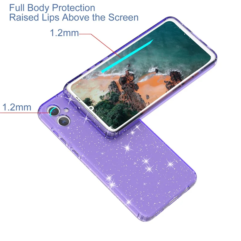 For Samsung Galaxy A05 4G Case Soft TPU Phone Cover Glitter Clear Sparkly - Transparent Purple