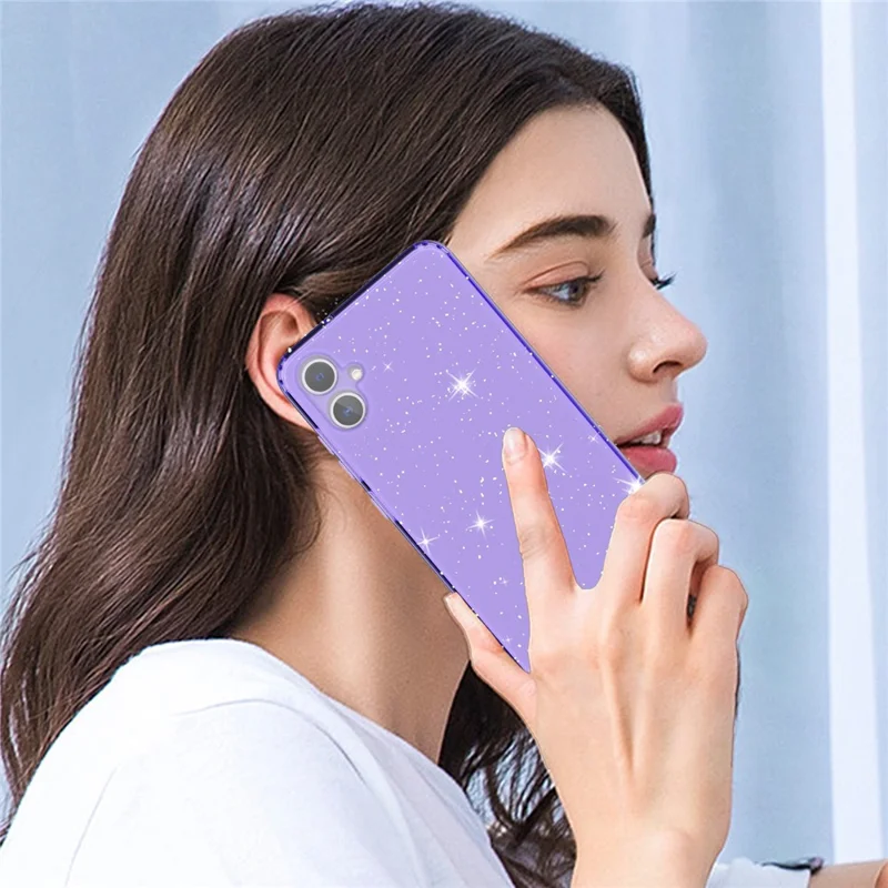 For Samsung Galaxy A05 4G Case Soft TPU Phone Cover Glitter Clear Sparkly - Transparent Purple
